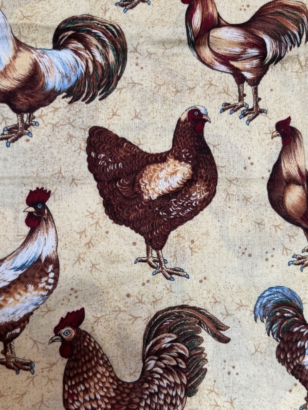 Chicken Soup Hoffman Rooster Print Cotton Fabric Hens Farm Quilting